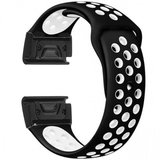 Curea ceas Smartwatch Garmin Fenix 7 / 6 / 5 Plus / 5, 22 mm iUni Silicon Sport Negru-Alb